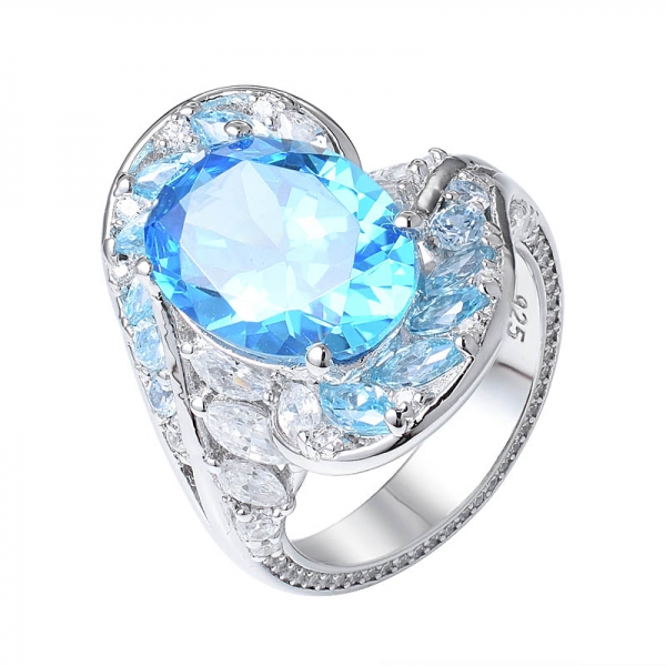 wholesale fabricante de anillos de plata de ley 925 con punta de apatita azul 