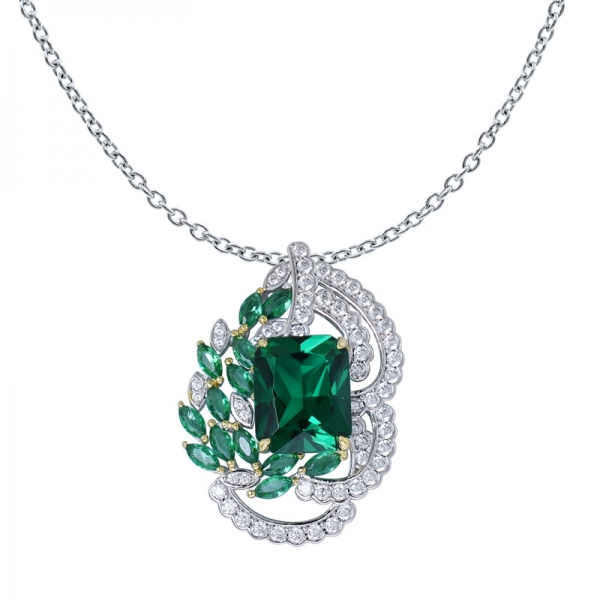 piedras preciosas corte esmeralda color verde laboratorio crecido esmeralda racimo colgante de boda 