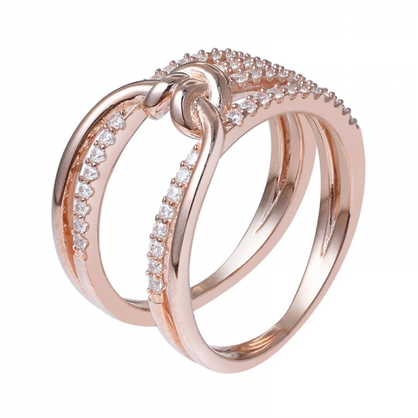 anillo de compromiso chapado en oro rosa de plata esterlina al por mayor mujer 