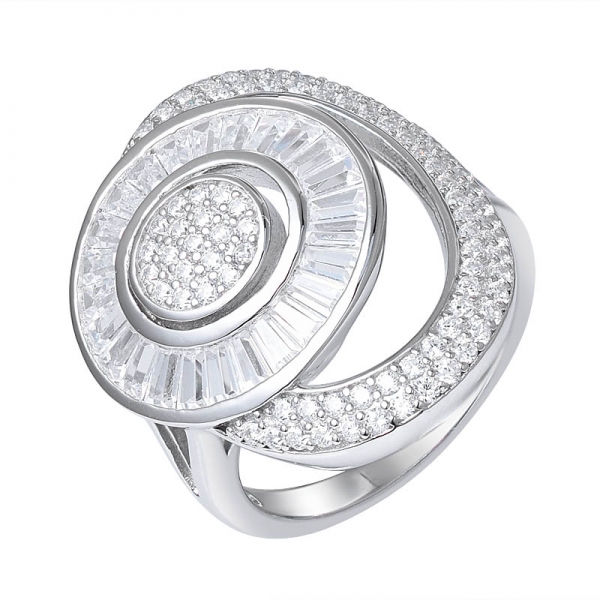 anillo de plata con circonita cúbica blanca y rodio sobre plata esterlina 