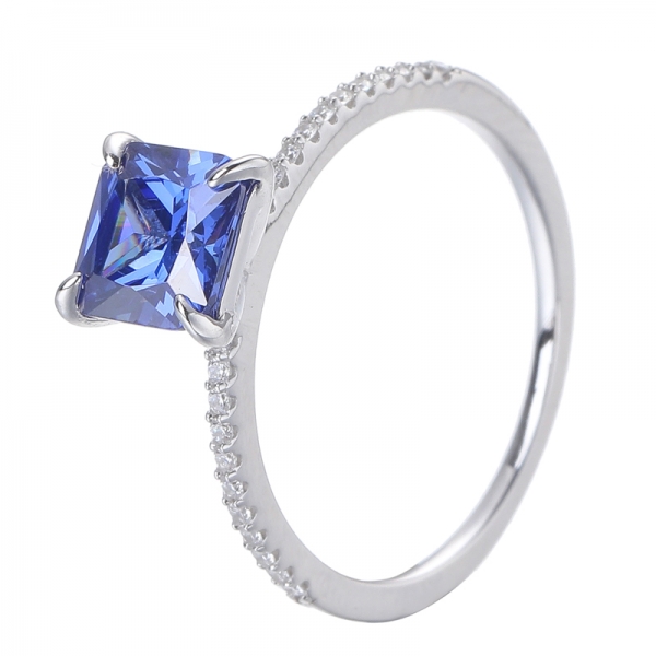 Boda de compromiso de banda de anillos de diamantes de tanzanita azul para mujer 