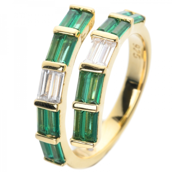 anillo de bodas de eternidad de piedra preciosa esmeralda verde creado por barzel 