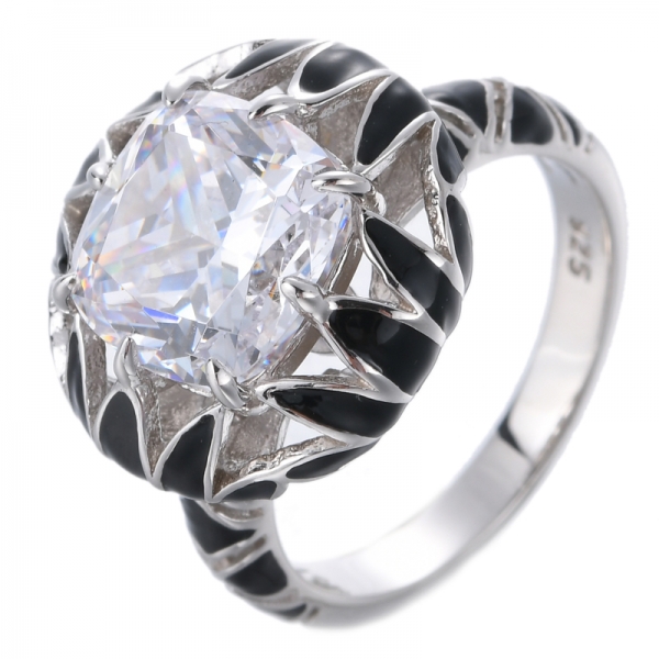 Cojín de plata de ley 925 creado rubí anillo de compromiso de cóctel para mujer 