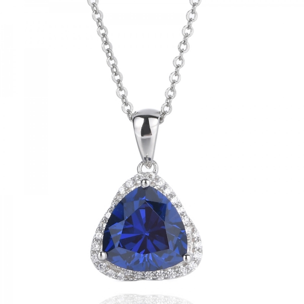 tanzanita triángulo azul con collar de aniversario de diamantes para mujer
 
