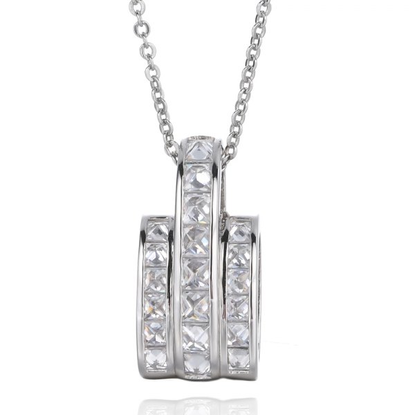 Collar con colgante de barra de princesa cuadrada con diamantes de imitación de cristal arcoíris para mujer 's
 