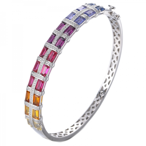 joyas de brazalete de arcoíris de zafiro sintético multicolor
 