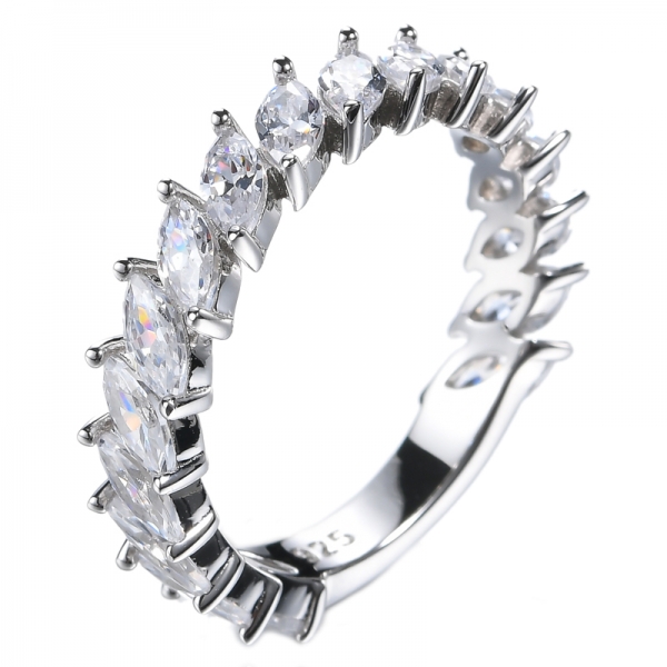 anillo de eternidad medio pavimentado 2.5 * 5 mm corte marquesa alianzas de boda blancas CZ
 