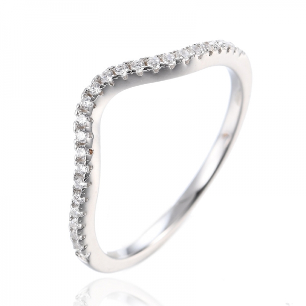 Anillo de eternidad de diamantes simulados brillantes de plata maciza 925 para mujer 