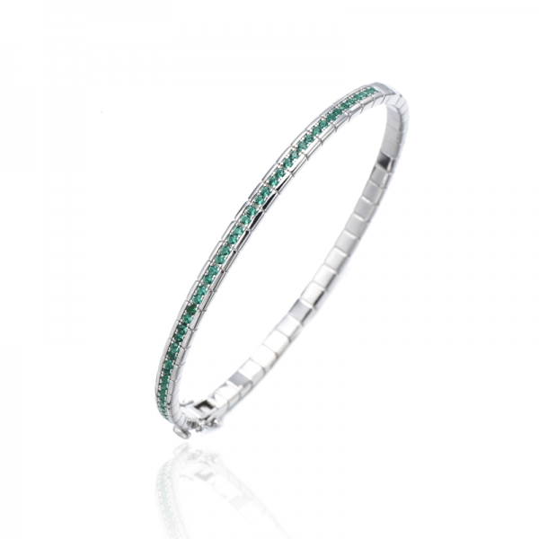 Brazalete redondo de plata nano rodiada azul 925 