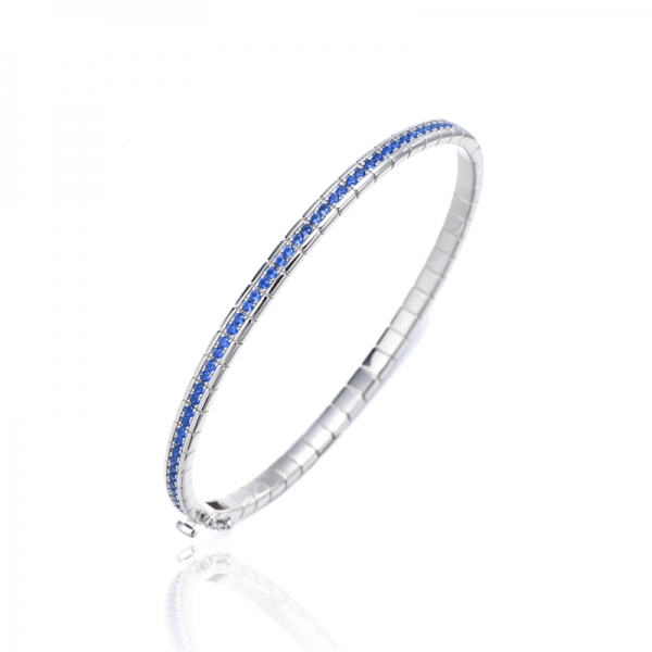 Brazalete redondo de plata nano rodiada azul 925 