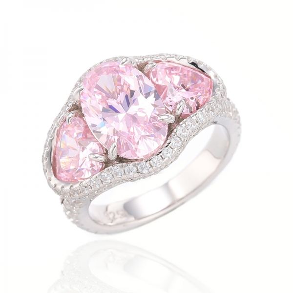 Anillo de plata nano de morganita con forma ovalada y forma de corazón con chapado en oro rosa 