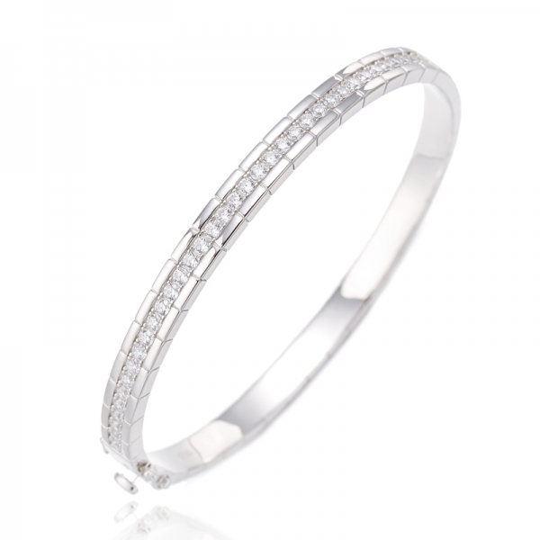 Brazalete redondo de plata rodiada con circonita cúbica de color arcoíris 