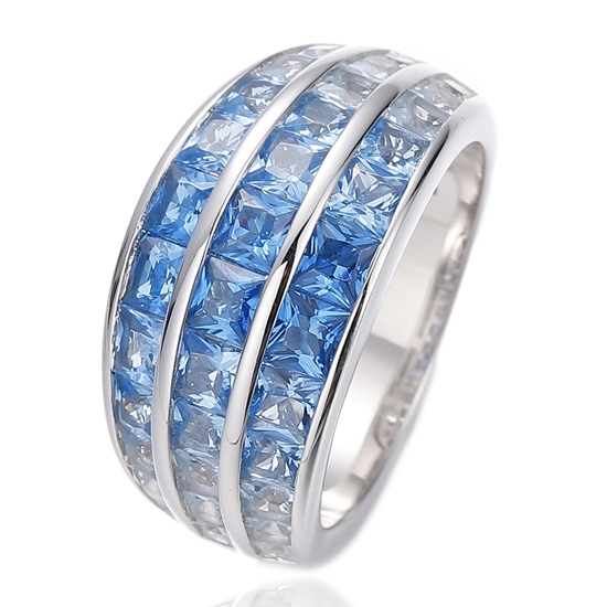 Anillo de plata 925 con circonita cúbica arcoíris cuadrada y baño de oro 
