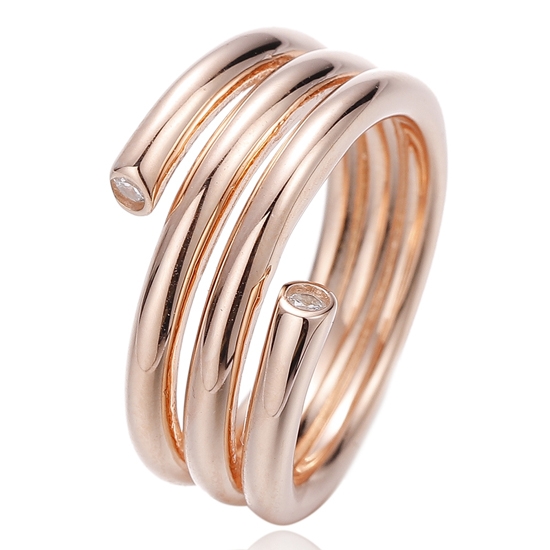 Anillo redondo de plata con circonita cúbica blanca y baño de oro 