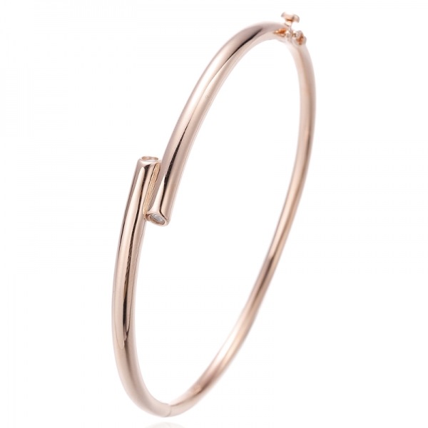 Brazalete de plata 925 con circonita cúbica blanca redonda y baño de oro 