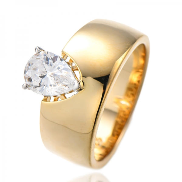 Anillo de plata con circonita cúbica rosa y diamante en forma de pera con baño en dos tonos 