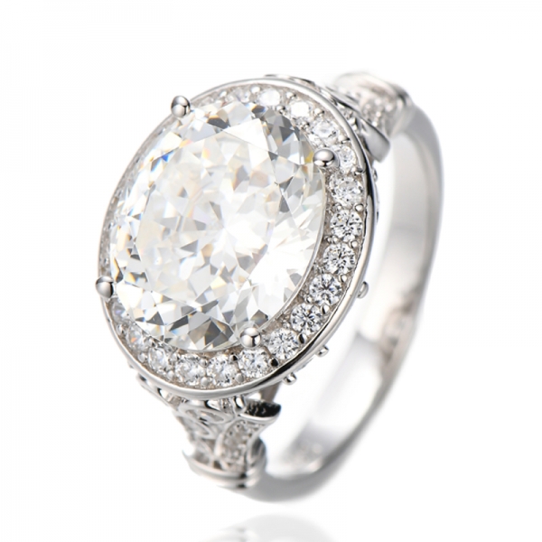 Anillo de plata rodiada con circonita cúbica amarilla y blanca marquesa con diamante ovalado 