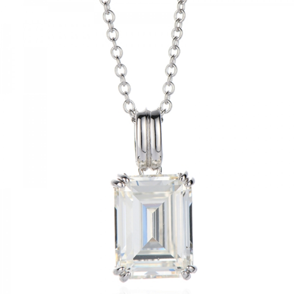 Collar de plata rodiada con circonita cúbica y diamante de talla esmeralda 925 